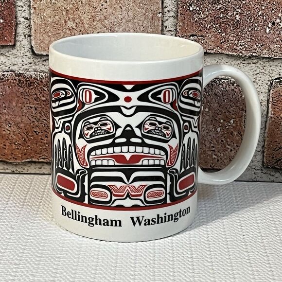 Bellham Washington Ceramic Coffee Mug 14 oz Multi Native American Tribal Art - Picture 1 of 11